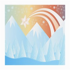 Winter Landscape Star Mountains Medium Glasses Cloth