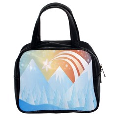 Winter Landscape Star Mountains Classic Handbag (Two Sides)