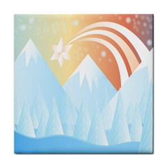 Winter Landscape Star Mountains Face Towel