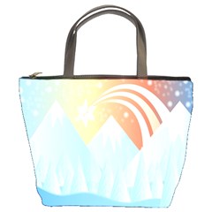 Winter Landscape Star Mountains Bucket Bag