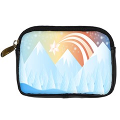 Winter Landscape Star Mountains Digital Camera Leather Case