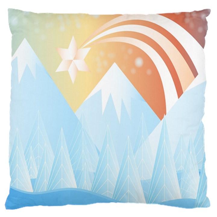 Winter Landscape Star Mountains Large Cushion Case (Two Sides)