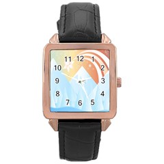 Winter Landscape Star Mountains Rose Gold Leather Watch  by Wegoenart