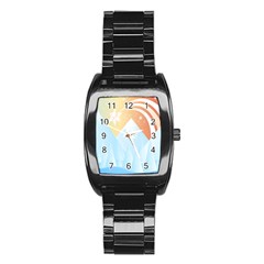 Winter Landscape Star Mountains Stainless Steel Barrel Watch by Wegoenart