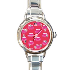 Christmas Red Pattern Reasons Round Italian Charm Watch by Wegoenart