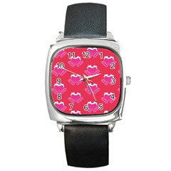 Christmas Red Pattern Reasons Square Metal Watch by Wegoenart