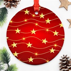 Background Christmas Decoration Round Ornament (two Sides) by Wegoenart