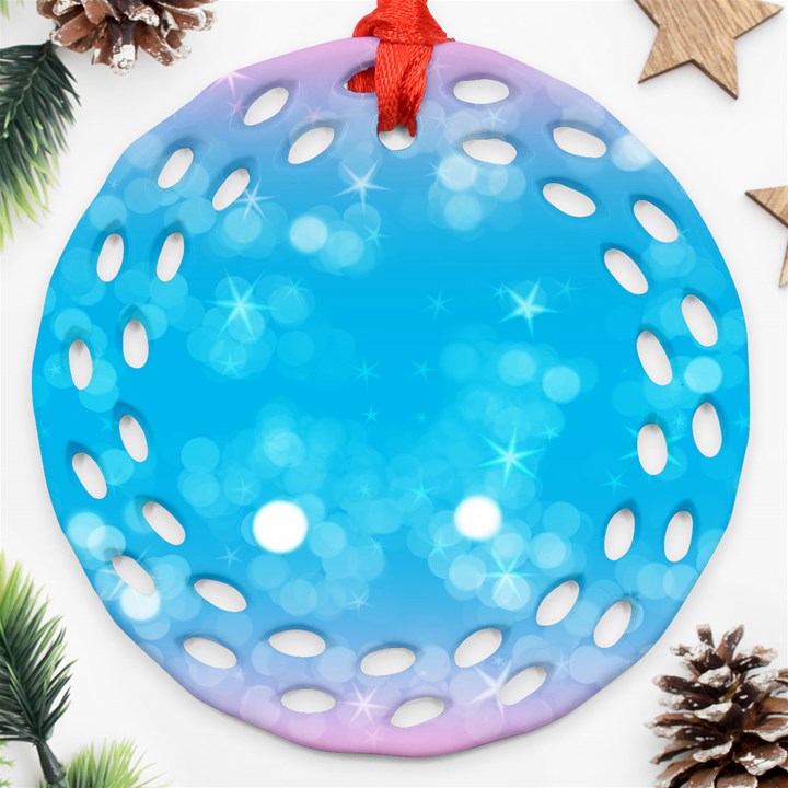 Background Abstract Christmas Snow Round Filigree Ornament (Two Sides)