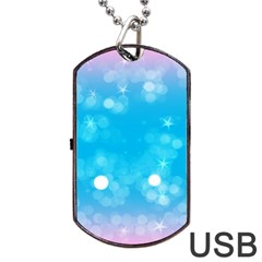 Background Abstract Christmas Snow Dog Tag Usb Flash (one Side) by Wegoenart