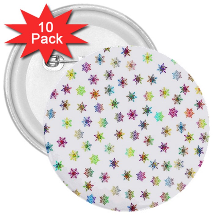 Snowflakes Snow Winter Ice Cold 3  Buttons (10 pack) 