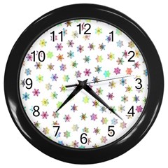 Snowflakes Snow Winter Ice Cold Wall Clock (black) by Wegoenart