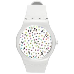 Snowflakes Snow Winter Ice Cold Round Plastic Sport Watch (m) by Wegoenart