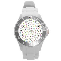 Snowflakes Snow Winter Ice Cold Round Plastic Sport Watch (l) by Wegoenart