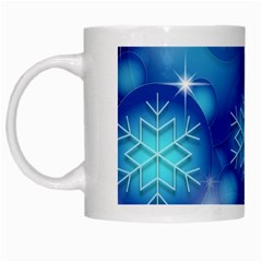 Blue Background Christmas White Mugs