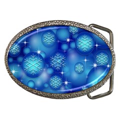 Blue Background Christmas Belt Buckles by Wegoenart