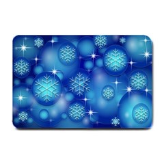 Blue Background Christmas Small Doormat  by Wegoenart