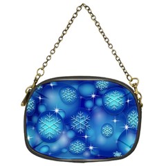 Blue Background Christmas Chain Purse (one Side)