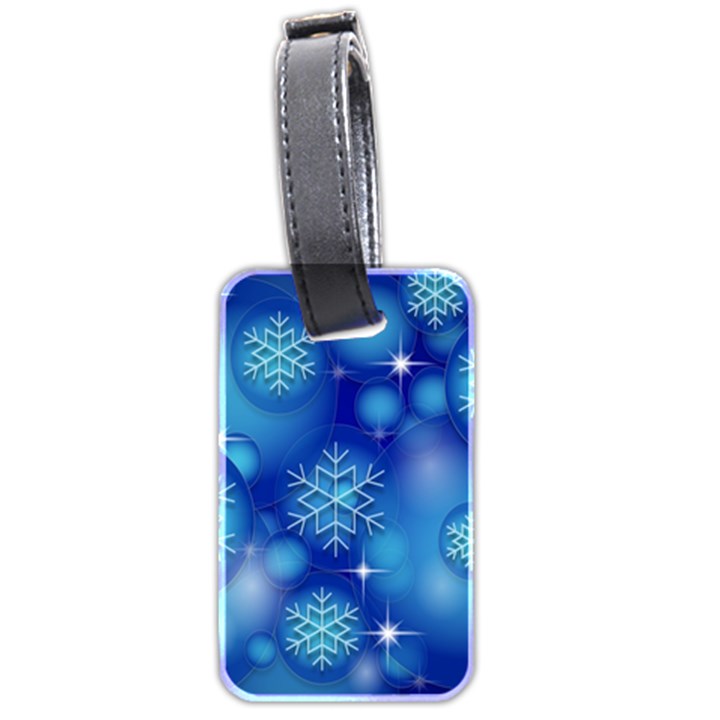 Blue Background Christmas Luggage Tags (Two Sides)