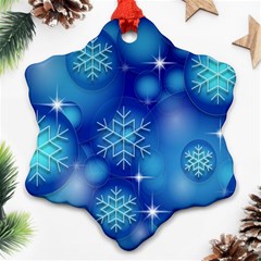 Blue Background Christmas Ornament (snowflake) by Wegoenart