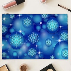 Blue Background Christmas Cosmetic Bag (xxl) by Wegoenart