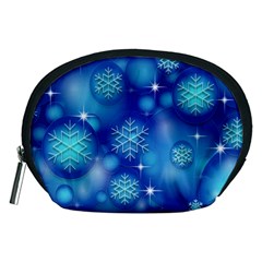 Blue Background Christmas Accessory Pouch (medium) by Wegoenart