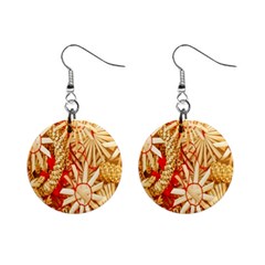 Christmas Straw Xmas Gold Mini Button Earrings by Wegoenart