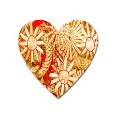 Christmas Straw Xmas Gold Heart Magnet by Wegoenart