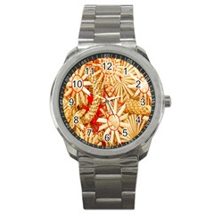 Christmas Straw Xmas Gold Sport Metal Watch by Wegoenart