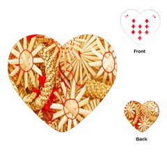 Christmas Straw Xmas Gold Playing Cards (heart) by Wegoenart