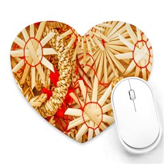 Christmas Straw Xmas Gold Heart Mousepads by Wegoenart