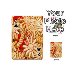 Christmas Straw Xmas Gold Playing Cards 54 (mini) by Wegoenart