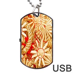 Christmas Straw Xmas Gold Dog Tag Usb Flash (two Sides) by Wegoenart