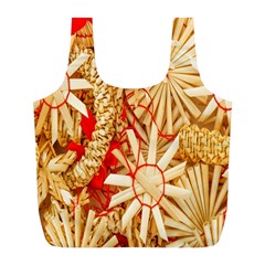 Christmas Straw Xmas Gold Full Print Recycle Bag (l) by Wegoenart