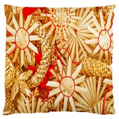 Christmas Straw Xmas Gold Standard Flano Cushion Case (two Sides) by Wegoenart