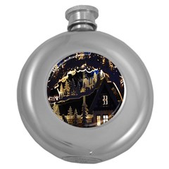 Christmas Advent Candle Arches Round Hip Flask (5 oz)