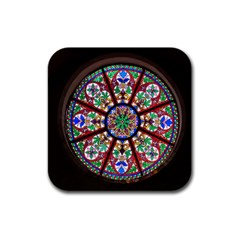 Church Window Window Rosette Rubber Square Coaster (4 Pack)  by Wegoenart