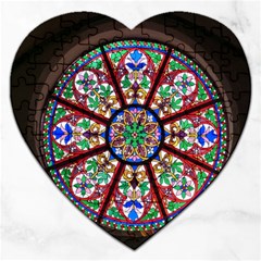 Church Window Window Rosette Jigsaw Puzzle (heart) by Wegoenart