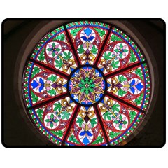 Church Window Window Rosette Double Sided Fleece Blanket (medium)  by Wegoenart