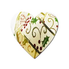 Christmas Ribbon Background Heart Magnet by Wegoenart