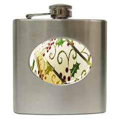 Christmas Ribbon Background Hip Flask (6 Oz) by Wegoenart