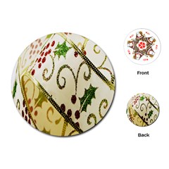 Christmas Ribbon Background Playing Cards (round) by Wegoenart