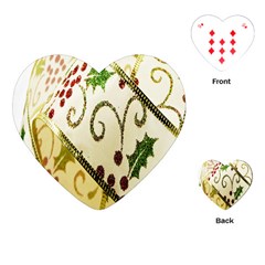 Christmas Ribbon Background Playing Cards (heart) by Wegoenart