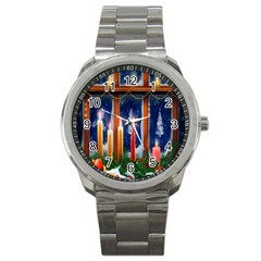 Christmas Lighting Candles Sport Metal Watch by Wegoenart