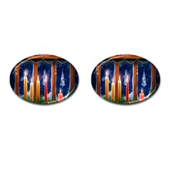 Christmas Lighting Candles Cufflinks (oval) by Wegoenart