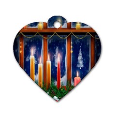 Christmas Lighting Candles Dog Tag Heart (one Side) by Wegoenart