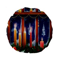 Christmas Lighting Candles Standard 15  Premium Round Cushions by Wegoenart