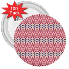 Christmas Pattern Vintage 3  Buttons (100 Pack)  by Wegoenart