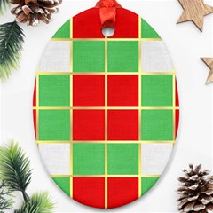 Christmas Fabric Textile Red Green Ornament (oval) by Wegoenart