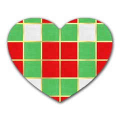 Christmas Fabric Textile Red Green Heart Mousepads by Wegoenart