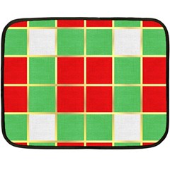 Christmas Fabric Textile Red Green Fleece Blanket (mini) by Wegoenart